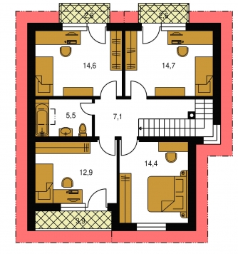 Grundriss des Obergeschosses - PREMIER 196